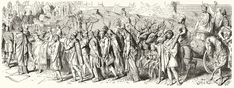 Triunfos, a procissão triunfal do Imperador Aureliano (gravura) de American School