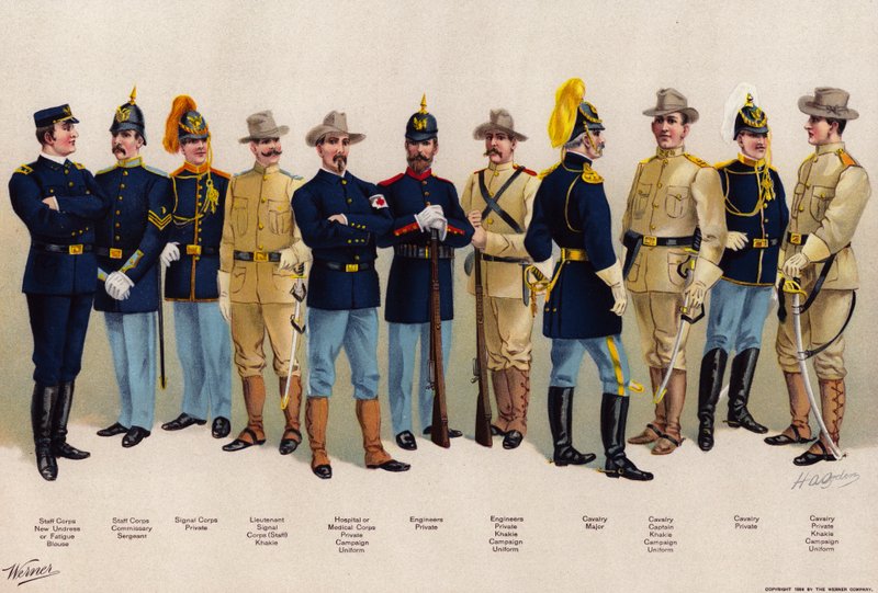 Exército dos EUA, uniformes, 4 Cavalaria, 2 Engenheiros de American School