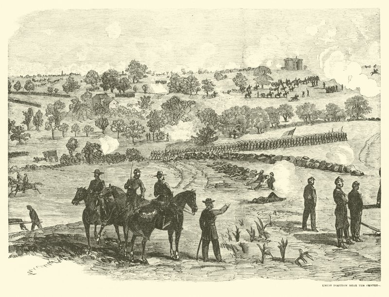 Posição da União perto do centro, Batalha de Gettysburg, 2 de julho de 1863 de American School