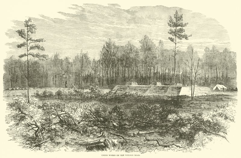 A Union trabalha na Weldon Road, em agosto de 1864 de American School