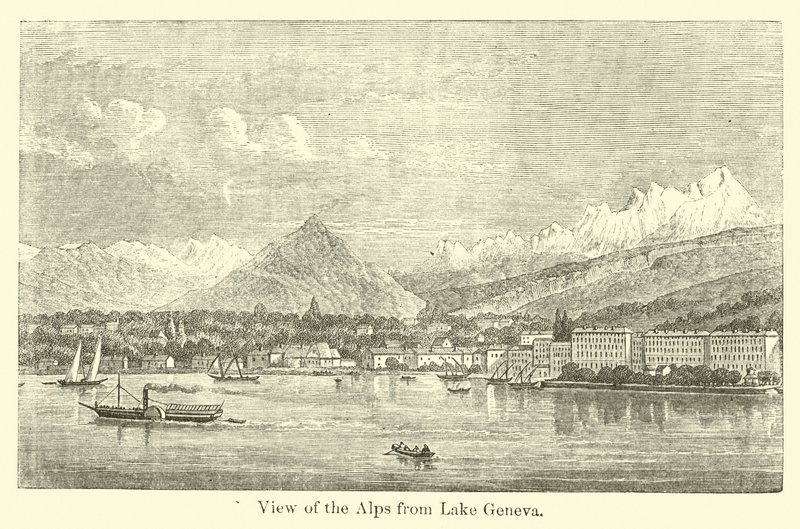 Vista, de, alpes, de, lago genebra de American School