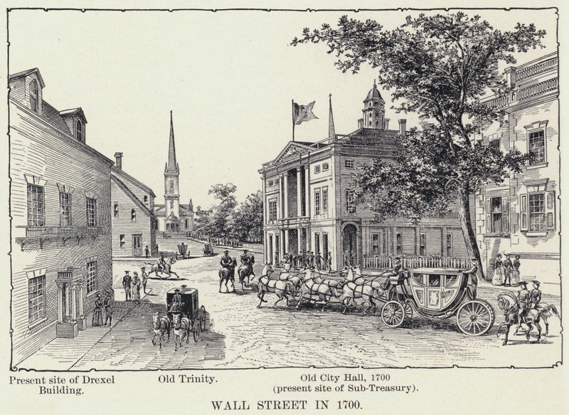 Wall Street em 1700 (litho) de American School