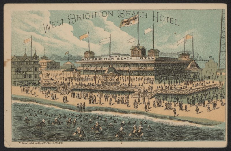 West Brighton Beach Hotel, EUA (gravura a cores) de American School