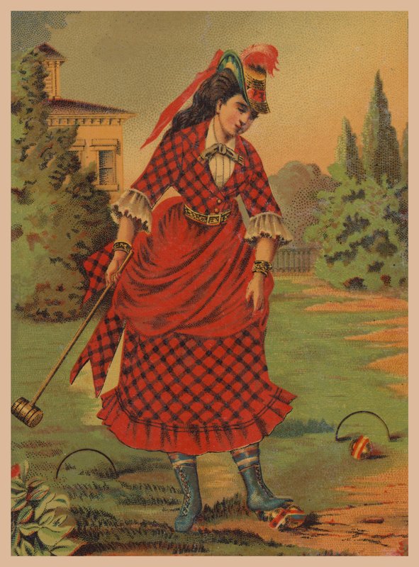 Mulher a jogar croquet (cromolitografia) de American School