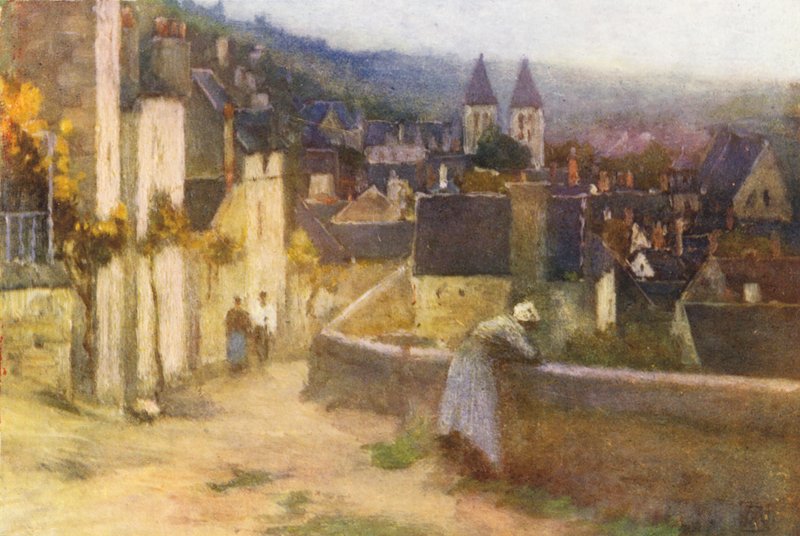 Chinon vista do Castelo (litografia a cores) de Amy B. Atkinson