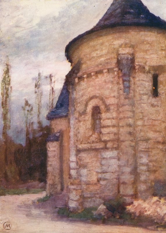 Igreja Velha de Cravant (litografia a cores) de Amy B. Atkinson