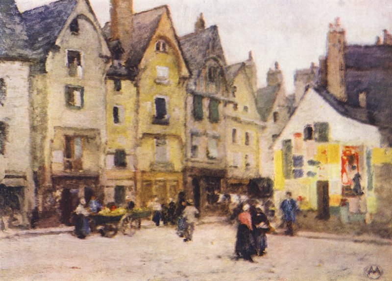 Place Plumereau, Tours (litografia a cores) de Amy B. Atkinson