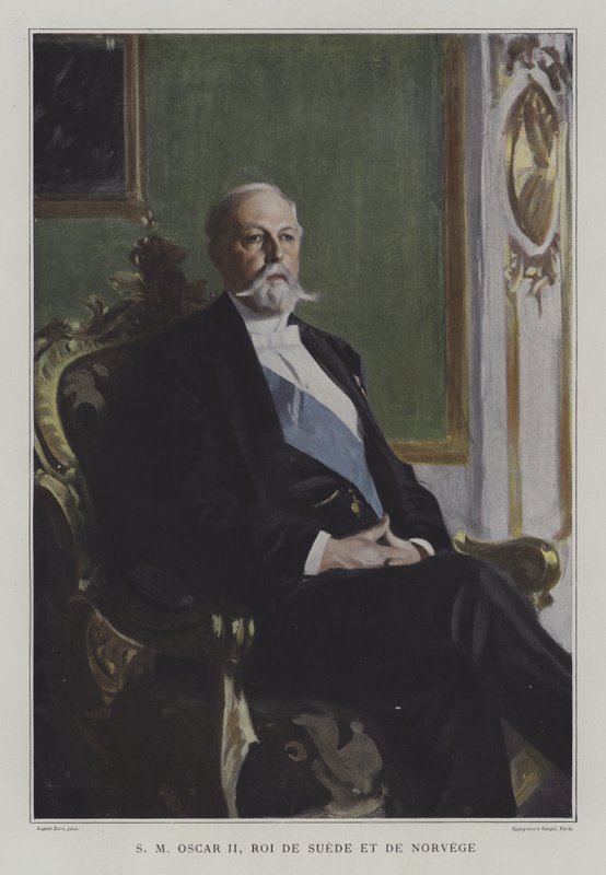 Oscar II, Rei da Suécia e da Noruega (cor litho) de Anders Leonard (after) Zorn