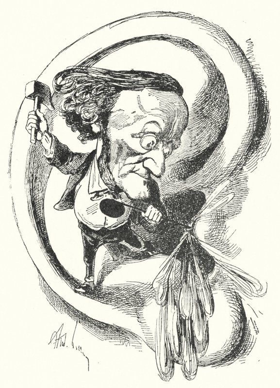 Caricatura do compositor alemão Richard Wagner (litho) de Andre Gill