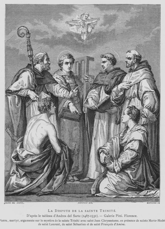 Disputa sobre a Trindade (litho) de Andrea del (after) Sarto