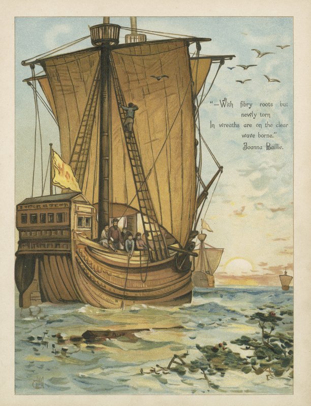 Columbus navegando pelo Mar dos Sargaços (chromolitho) de Andrew Melrose