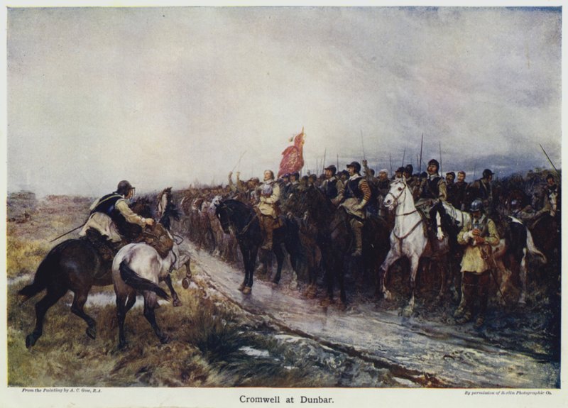 Cromwell em Dunbar (cor litho) de Andrew Carrick (after) Gow