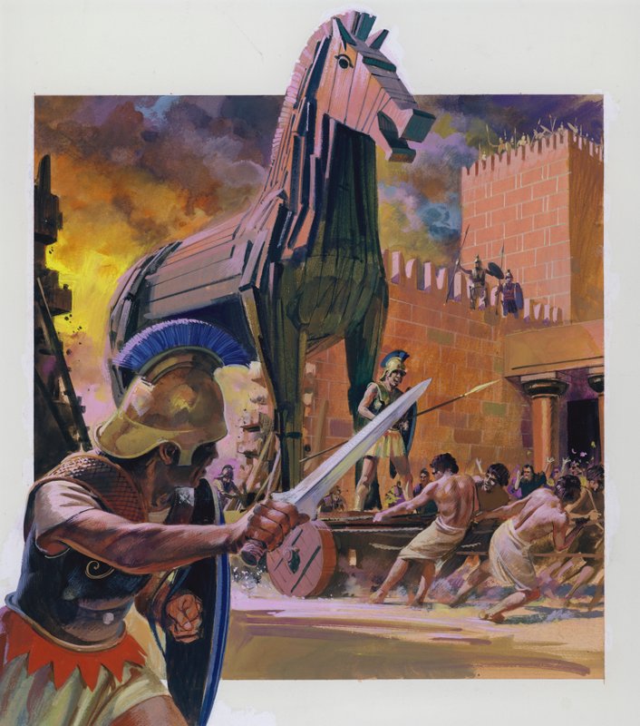 O Cavalo de Troia (guache sobre papel) de Andrew Howat