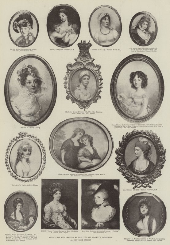 Miniaturas e esmaltes nas galerias da Fine Art Society, 148, New Bond Street de Angelica Kauffmann