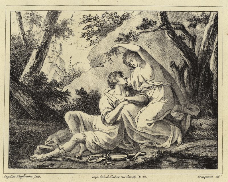 Dois amantes em uma paisagem de Angelica Kauffmann