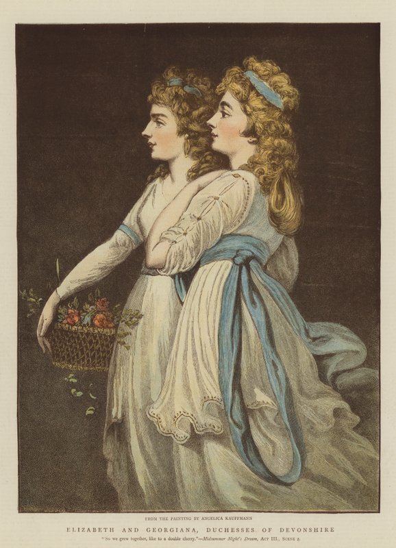 Elizabeth e Georgiana, duquesas de Devonshire (cromolitho) de Angelica Kauffmann