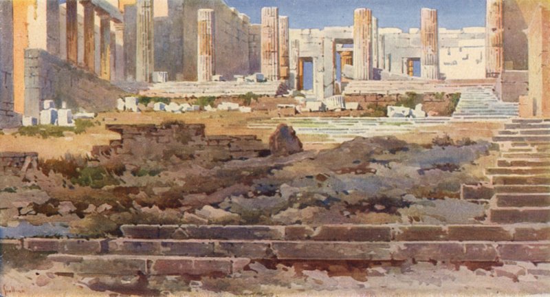 Propylaea on the Acropolis, Atenas (cor litho) de Angelos Giallinos