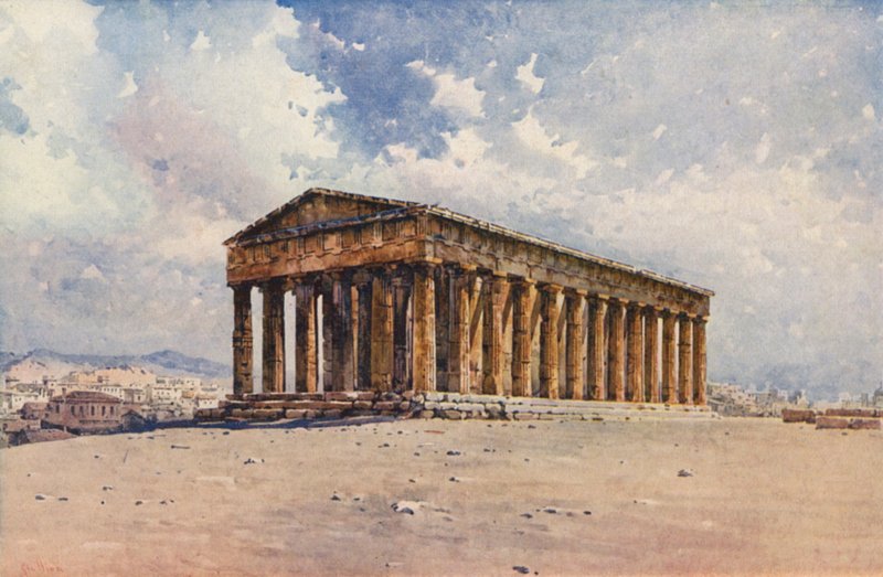 Templo de Hefesto, Atenas (lito colorido) de Angelos Giallinos