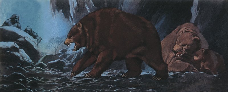 Os ursos e o homem primitivo de Angus McBride