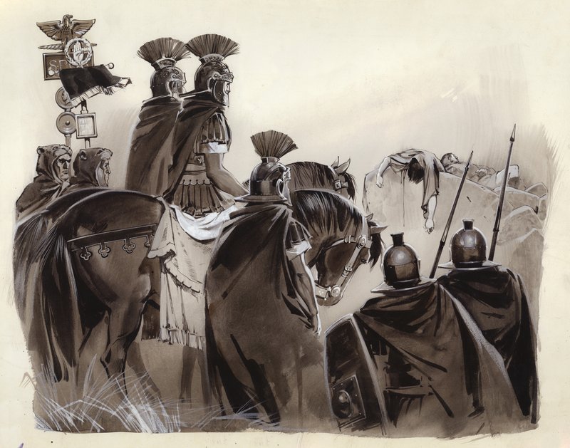 Brutus e Cassius mortos (guache sobre papel) de Angus McBride