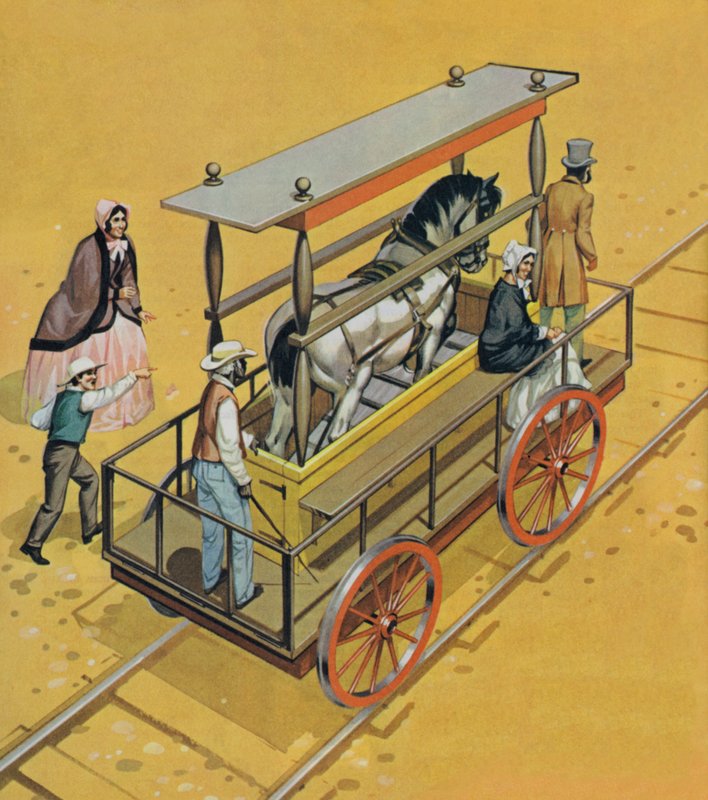 Locomotiva de cavalos (litografia a cores) de Angus McBride