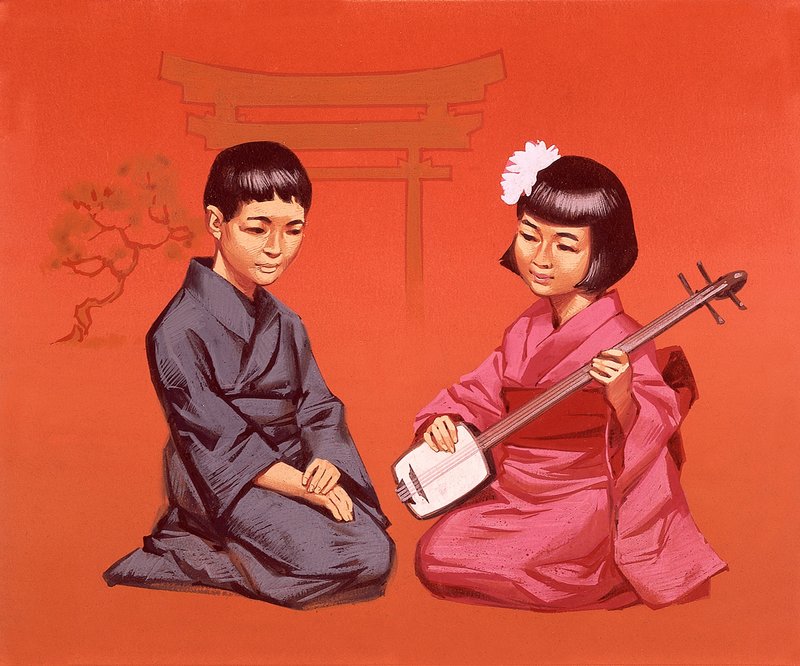 Crianças japonesas no seu traje nacional de Angus McBride