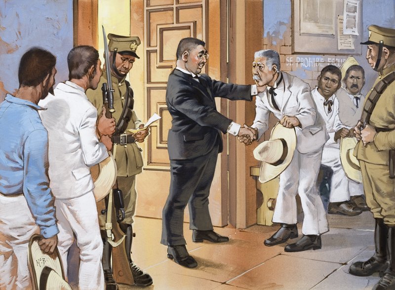 A revolução inacabada do México (guache sobre papel) de Angus McBride