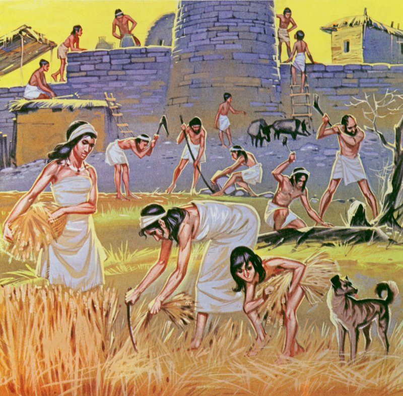 Agricultores da Nova Idade da Pedra (litografia a cores) de Angus McBride