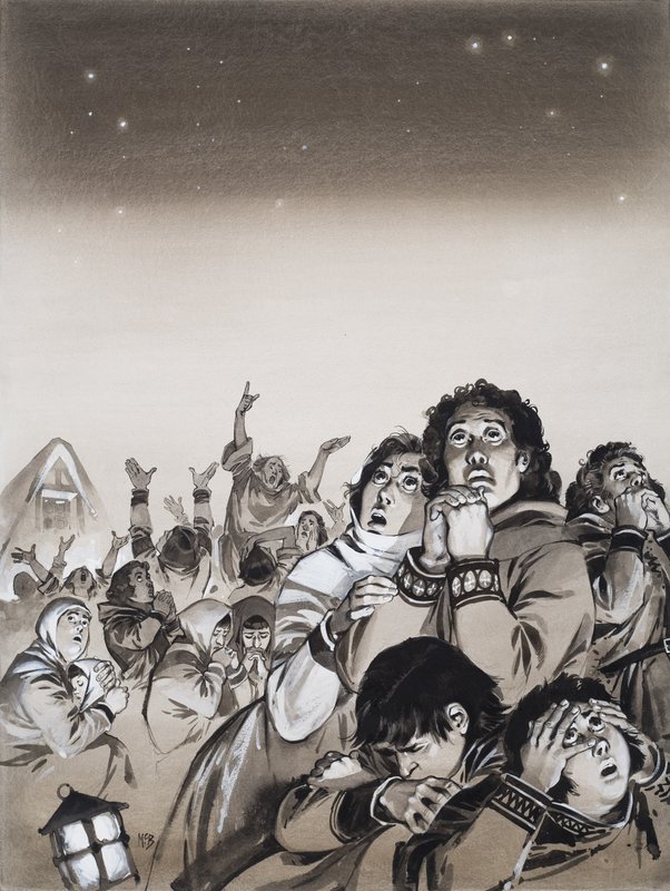 Véspera de Ano Novo no ano 999 d.C. (guache sobre papel) de Angus McBride