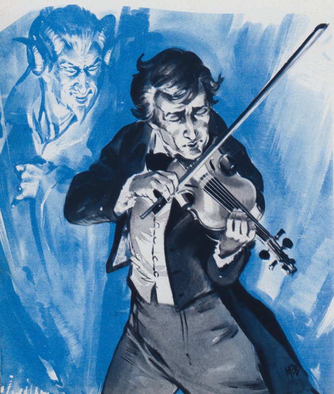 Nicolo Paganini - terá vendido a sua alma ao diabo (litografia a cores) de Angus McBride