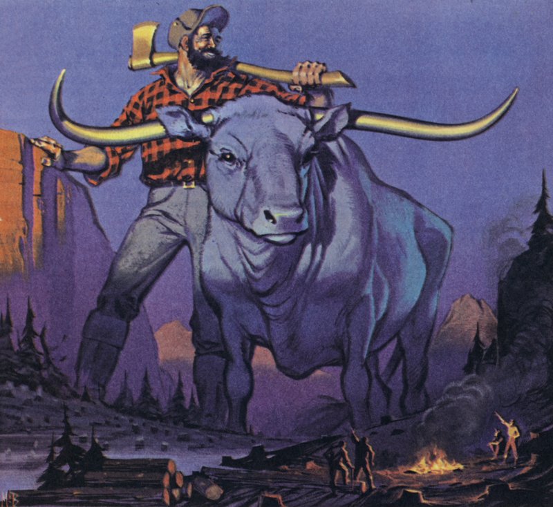Paul Bunyan e Babe (litografia a cores) de Angus McBride
