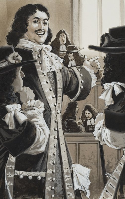 Pedro o Grande (1672-1725) na corte (guache sobre papel) de Angus McBride