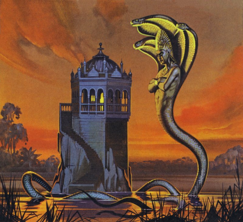 O Rei Naga-King (litografia a cores) de Angus McBride