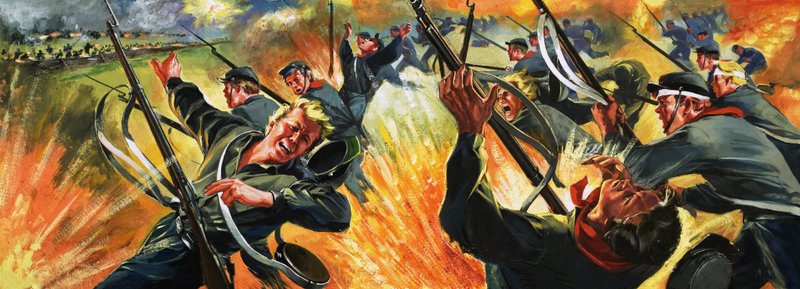Cena de batalha não identificada, provavelmente da Guerra Civil Americana de Angus McBride