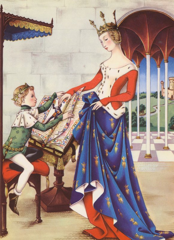 Ricardo II e a sua mãe, a bela donzela de Kent (litografia a cores) de Anne & Johnstone Janet (1928 79) Johnstone