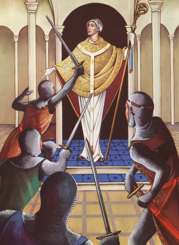 O assassinato de Thomas a Becket (litografia a cores) de Anne & Johnstone Janet (1928 79) Johnstone