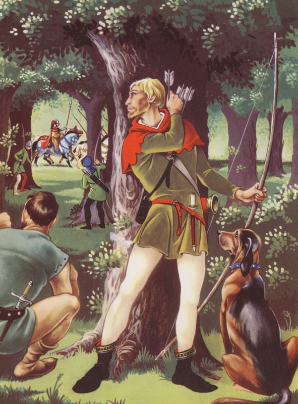 Robin Hood na floresta de Sherwood (litografia a cores) de Anne & Johnstone Janet (1928 79) Johnstone