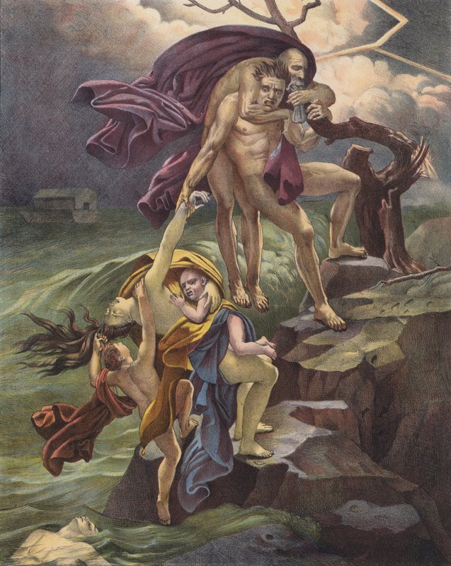 O Dilúvio (cor litho) de Anne Louis (after) Girodet de Roucy Trioson