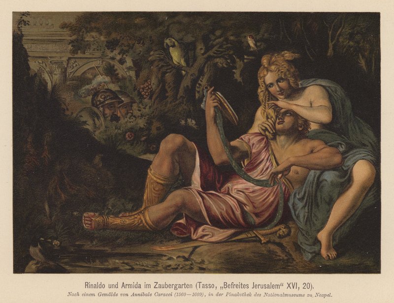 Cena de Gerusalemme liberata, de Torquato Tasso (litografia a cores) de Annibale (after) Carracci