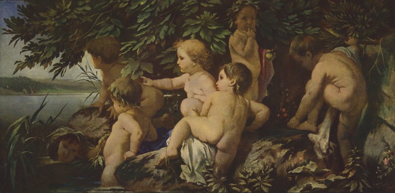 Banho de crianças (pintura a óleo) de Anselm Feuerbach