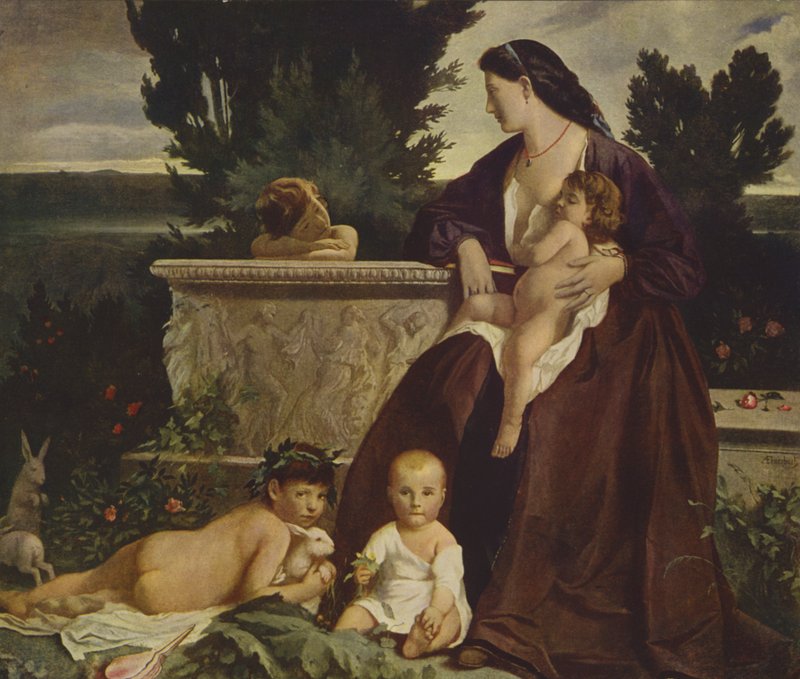 Felicidade da Mãe (pintura a óleo) de Anselm Feuerbach