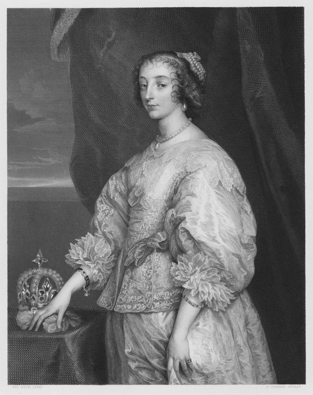 Rainha Henrietta Maria, da foto da Coleção Real (gravura) de Anthony van (after) Dyck