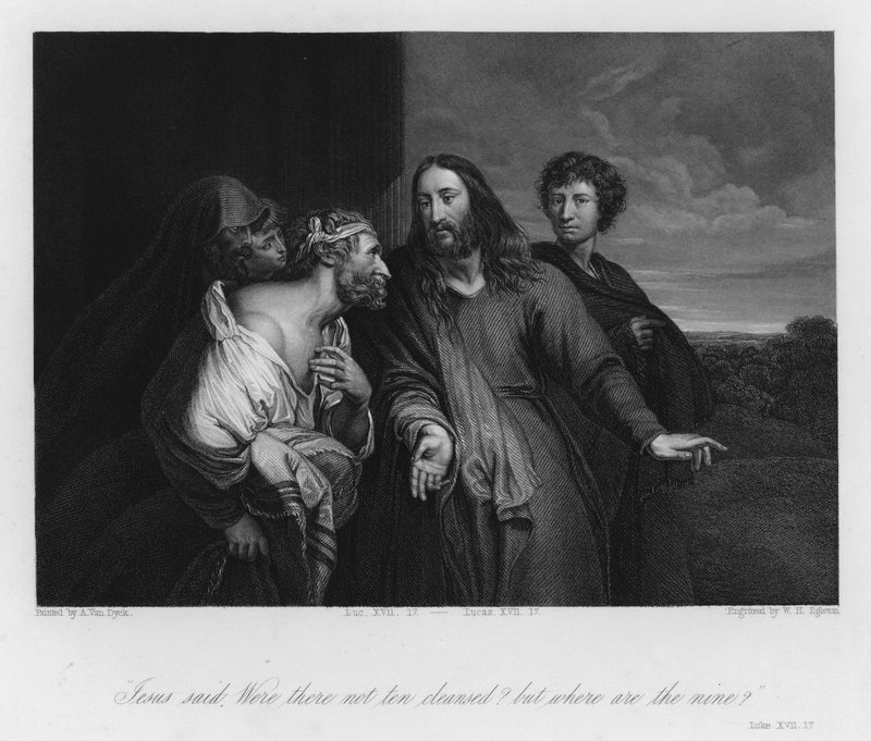 O leproso glorificando a Deus, Lucas XVII de Anthony van (after) Dyck