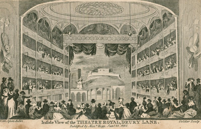 Vista interna do Teatro Real, Drury Lane, Londres de Anthony van Assen