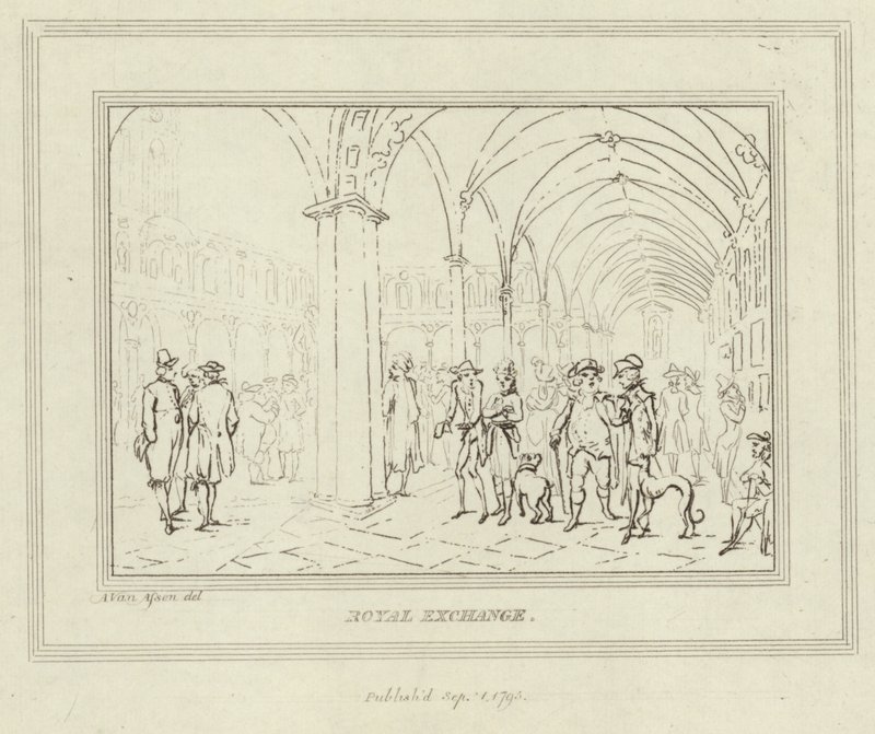 Os claustros do Royal Exchange na cidade de Londres de Anthony van Assen
