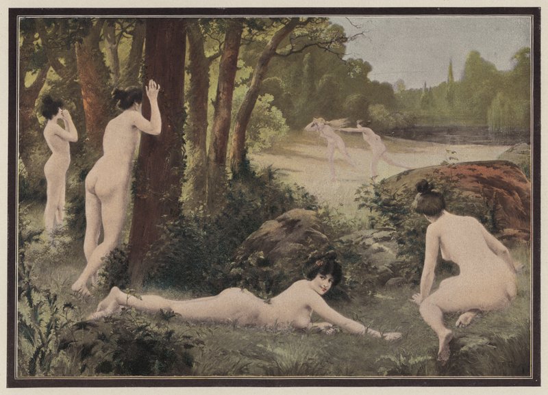 Brincadeiras no campo (cor litho) de Antoine Auguste Thivet