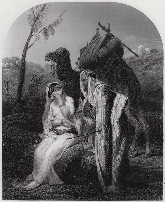 Rebekah recebendo os presentes de Isaac (gravura) de Antoine Charles Horace Vernet