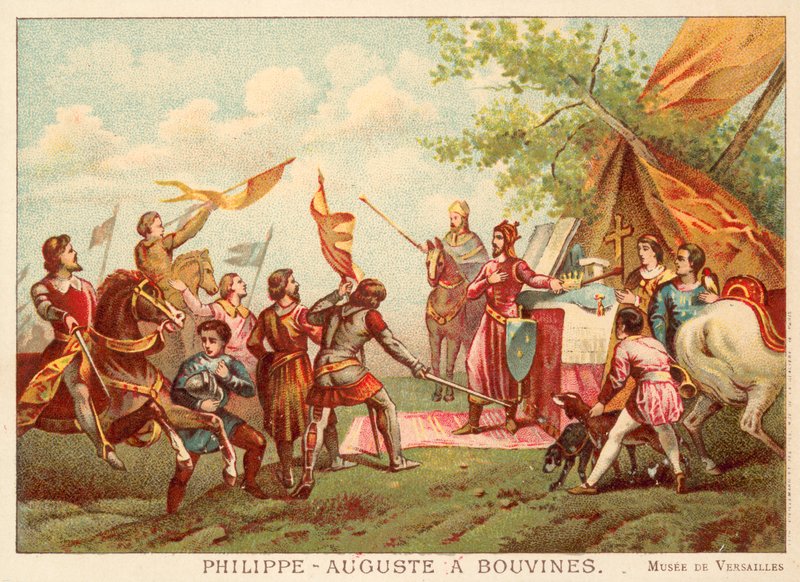 Philip Augustus da França em Bouvines, 1214 (chromolitho) de Antoine Charles Horace Vernet