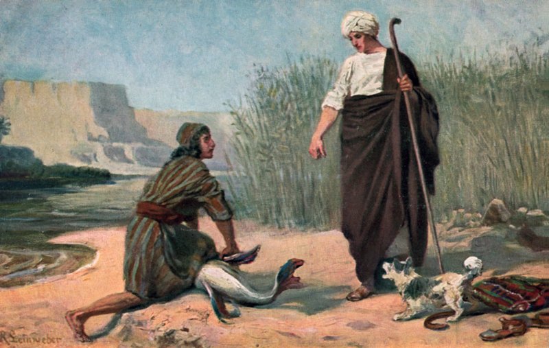 Tobias e o Anjo (lito colorido) de Anton Robert Leinweber