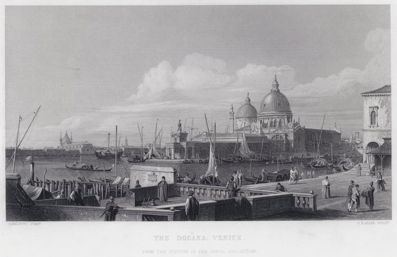 The Dogana, Veneza (gravura) de Antonio (after) Canaletto